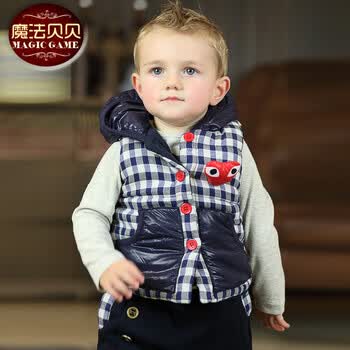 童装<em>男童</em>秋<em>冬款马甲</em> 宝宝马甲背心衣连帽纯棉
