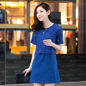 韩版2014新款女装性感连衣裙短袖蕾丝外套拼
