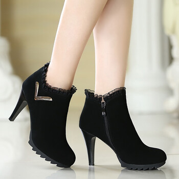 忆思美冬季短靴女靴真皮靴子女款冬春秋女高跟