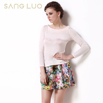 桑罗 高档100桑蚕丝拉绒 春季圆领打底内衣长