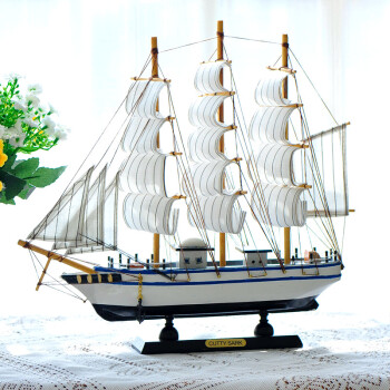 
                                                            优贝家（ubaka） 帆船摆件工艺品 木质帆船模型装饰摆件 模型船客厅书房办公桌电视柜工艺品装饰摆件 D款                