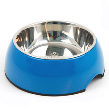 美国休普(super) 狗狗食具纯色圆形美耐皿不锈钢碗狗盆 蓝色 S-小型