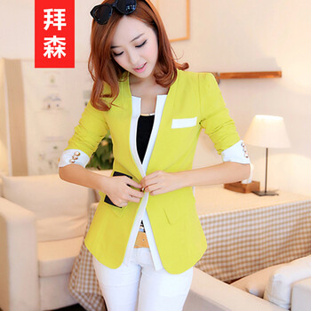 <em>货到付款</em>拜森2014春装<em>休闲</em>小西装<em>女装</em>西服女