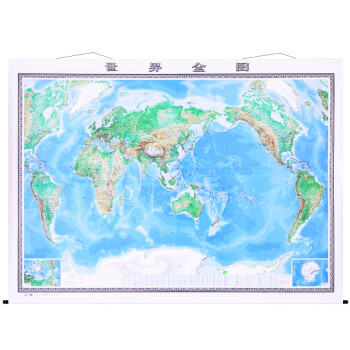 世界全图 地形版 3米x2.2米 大型精装 高清防水