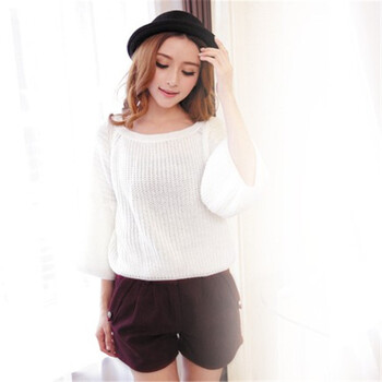 乌拉猫 2014 新款女装撞糖果色休闲 毛呢<em>短裤</em> 