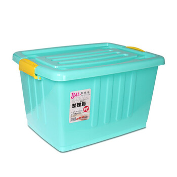 聚美佳塑料收纳箱 PE整理箱 大号滑轮储物箱 收纳盒百纳箱带滑轮 JMJ022 绿色 特大号一个65*50*41cm