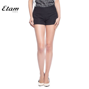 <em>艾格ETAM</em> 2014夏季菱形格纹拼接<em>短裤</em>14012