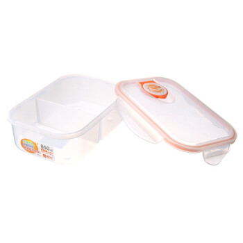 振兴 塑料微波炉双格饭盒 850ml  橙色 FH983
