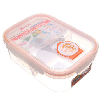 振兴 塑料微波炉双格饭盒 850ml  橙色 FH983
