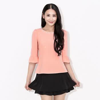 专供]三彩女装专柜正品2014春装宫廷花边袖口精