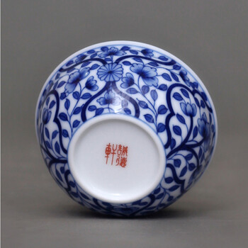 
                                        诚德轩景德镇陶瓷器杯子 手绘功夫茶具 单杯 手工青花饮杯 135号嘉卉迎春                