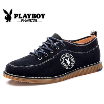 <em>PALYBOY</em>/花花公子男鞋 真皮磨砂皮帮鞋板鞋男