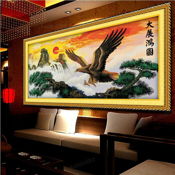 
                                        千思梦妍印花十字绣大展宏图全景老鹰旭日东升2米客厅大画大展鸿图                
