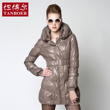 在线支付顺丰包邮】坦博尔羽绒服女款中长款反