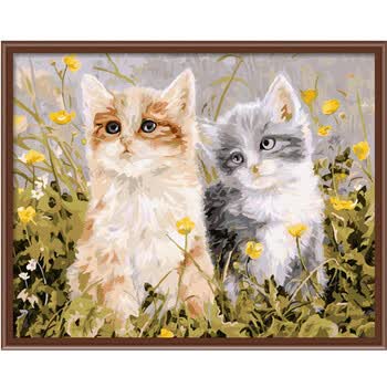 菲绣绣艺 数字油画手绘动物主题猫类 狗类 鱼类系列装饰画40*50cm
