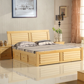 索格实木床 1.8m 1.5m 松木大床 单人床双人床