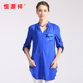 恒源祥专柜<em>高档</em>蚕丝<em>女上衣</em> 桑蚕丝大牌长款女