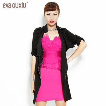 伊华欧秀(eva ouxiu)2013秋装长款风衣外套女士韩版
