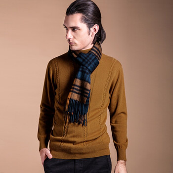 2014宝鲨旗<em>羊绒</em> <em>男士</em>双翻领针法男套衫 100%