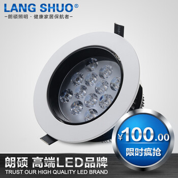 朗硕 led射灯360度旋转射灯筒灯过道灯玄关灯餐厅卧室灯12W灯具LS3033-12 暖光