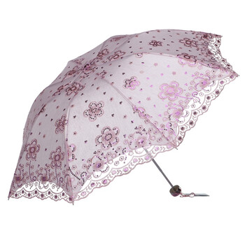 天堂伞 玉露千珠双层三折超轻晴雨伞33056E粉红色