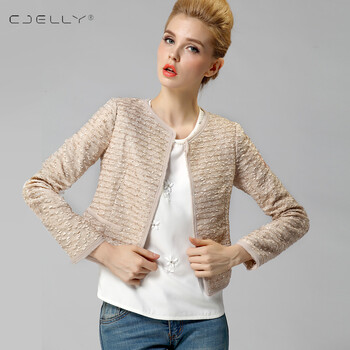 CJELLY+短外套2014春装女式小香风外套圆领短修身