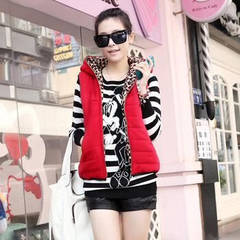 风影轻舞少女学生装2013秋冬装新款连帽加厚豹纹