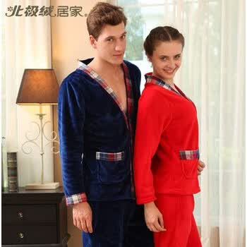 <em>北极绒</em>家居服 秋冬厚款法拉绒<em>情侣</em>款<em>睡衣</em>睡裤