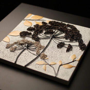 
                                        福雕家饰（RELIFE） 现代客厅装饰画沙发背景墙壁画餐厅画浮雕3d立体四联挂画 无框小清新风格 黑白色 现货 40*40*4                
