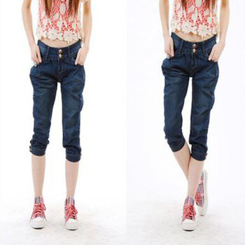 姿昵娅2014夏季新款韩版哈伦裤<em>马裤格格</em>牛仔