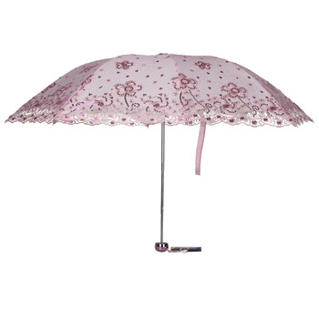 天堂伞 玉露千珠双层三折超轻晴雨伞33056E粉红色
