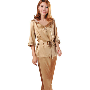 柜正品家居服 100%桑蚕丝真丝<em>睡衣 女春秋</em>桑