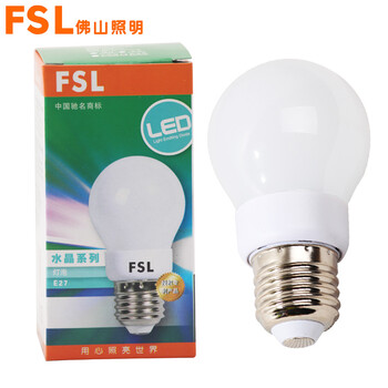 佛山照明 fsl led灯泡 节能灯具 3W e27水晶球泡 白光 一支