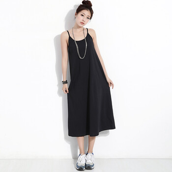 韩都衣舍 韩国2012夏装新款女装纯色吊带连衣裙JM1037 黑色 M