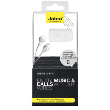 捷波朗（Jabra）CLIPPER小夹子 立体声蓝牙耳机 可同时待机两部设备 支持通话及音乐 超出距离提示（白色）