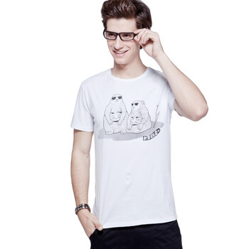 Justyle2012夏装时尚个性卡通图案男士圆领短袖T恤 28121118 白色 XXL
