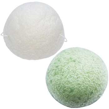 BeBeVisa天然蒟蒻洗颜绵2只装（半球形+绿茶形）