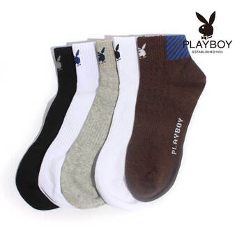 PLAYBOY 花花公子 精梳棉运动男袜2182 咖啡+浅花灰 均码
