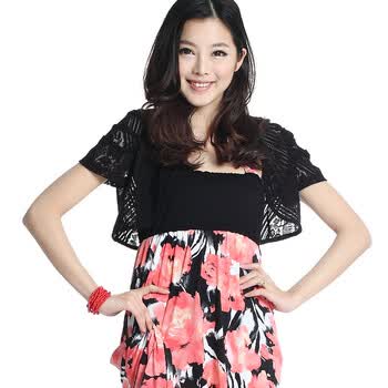 TACERA默语 2012夏装新款蕾丝淑女百搭坎肩0401 黑色 M