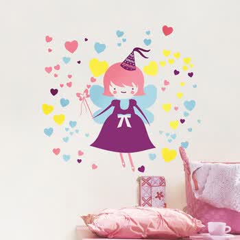AMON艾蒙环保可移除<em>可爱</em>女孩房玻璃墙贴 魔
