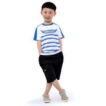 七波辉夏季男装小童休闲时尚条纹运动套装A7