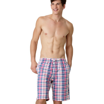 Jockey居可衣 2012春夏新品 男式全棉家居中裤 JJ15203110 616粉海蓝色织格 XXL