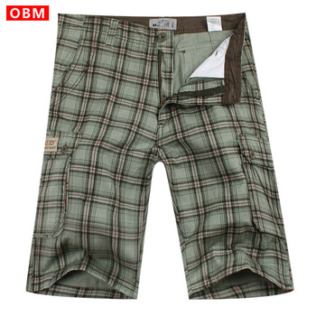OBM2012夏装新款男士休闲韩版修身百搭格子短裤DK066 咖色 36