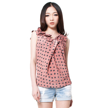 Basic House 百家好 夏装 荷叶领口女式衬衫 HLBL324D 葡萄酒色 160/66A/M