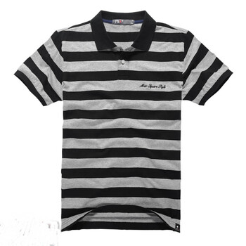 MIX2 夏季新品英伦风条纹多色翻领polo衫短袖L22T9C1 黑色 XXL