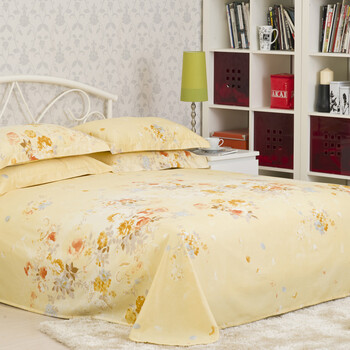 么小毛柔光段单人床单（180cm*220cm）鲜花洒落的纸屑（黄）C6005C-3