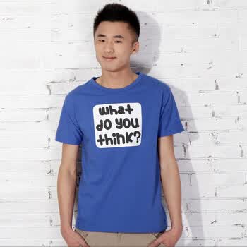 AMH 韩国2012新款夏装男装韩版圆领短袖印花T恤NR2056 蓝色 XL