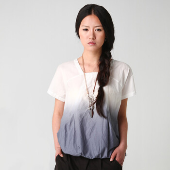 伊思君凯 ESBACK 2012夏款女装渐变短袖衫纯棉时尚个性薄款短袖T恤 1500330SCX204 灰色 L