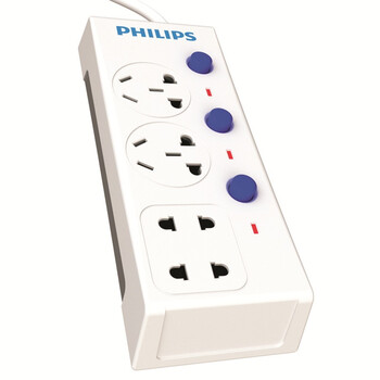 飞利浦（Philips） SPS1420C/93 新国际 一体芯结构过载保护四位分控插座 1.8米 白色