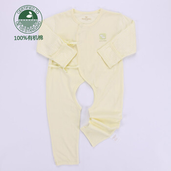 RoyalSonny 皇家宝贝 新品 男女童有机棉系带开裆连身衣 223610048 米黄 73